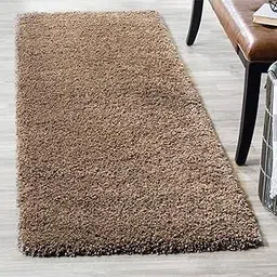 Rugs Planet Shaggy Carpet 6X9 FEET Handcrafted Soft & Fluffy Rug for Living Room & Bedroom Non-Slip & Easy to Clean Blue Ivory Design (Light Brown)-image-1