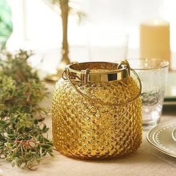 Pure Home + Living Dotted Glass Tea Light Holder (Gold)-picture-38