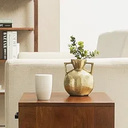 MH London Metal Vase - Metal Flower Vase with Gold Finish, Lasting Durability - Antique Home Decor for Living Room, Table, Office Gift for House Warming - Home Decor Items (7 Inch)-picture-19