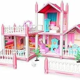 Barbie Doll House for Girls Toddlers 2 Story, 4 Rooms Playhouse with 2 Dolls Toy Figures, Furnitures, Accessories, Princess Doll House Christmas Toys Gift for Kids 3 4 5 6 7 8 Year Old-picture-31