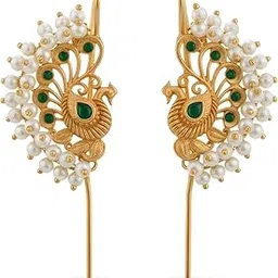 Golden Brass Bugadi Ear Cuff Earrings for Women | Traditional Maharashtrian Style Earrings | Antique Gold Plated Tribal Boho Jewelry | Handmade Designer Earrings-image-85