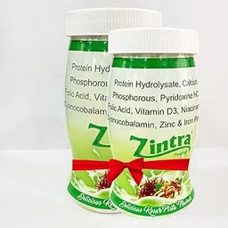 Zintra Protein Powder (Pack of 2) with Vitamin D3 & Folic acid, Well-formulated nutritional supplement for growing kids as well as men & women (Kesar Pista Flavour) 400 Grams-picture-15
