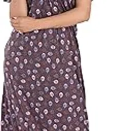 r rilo RILO Women's Cotton Nighty| Short Sleeves | Night Wear | Maxi for Women | U Shaped Neck - Cotton Fabric with Pocket-picture-20