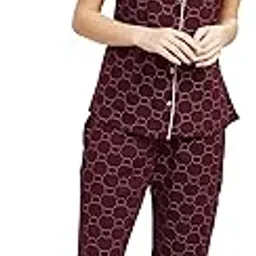 pastel clip Night Suit for Women Cotton Teddy Printed Shirt & Pajama Set 2013-picture-17