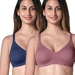 blossom Women's Moulded, Double Layered Full Coverage, Non Wired Non Padded,92% Cotton & 8% Elastane, Back Closure, T-Shirt Bra with Nipple Concealer [ENCIRCLE]-picture-23