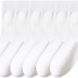 Mid-Calf Length, Crew Length, Pure Cotton Plain Solid White Formal Socks For Men and Boys - Pack of 6 Pairs, Free Size-image-2