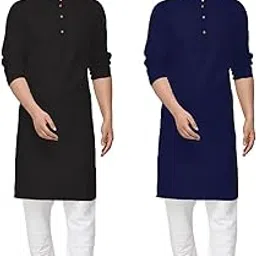 fort worth Cotton Blend Traditional Men's Kurta Pajama Set - Pack of 2, Ethnic Indian Wear-picture-14