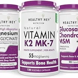 HealthyHey Nutrition Magnesium Glycinate 120 Capsules & Double Strength Glucosamine Chondroitin and MSM 90 + Vitamin K2 120 capsules-picture-15