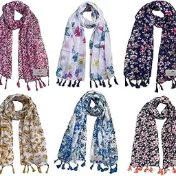 fusfus Women's Printed Chiffon Scarves and Stoles, Free Size(Multicolour, FS1086) - Pack of 6-picture-29