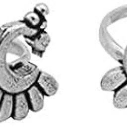 Peacock Toe Rings | Oxidized German Silver Peacock Toe Rings Set (1 Pair) for Women | Oxidized German Silver Toe Rings-image-26