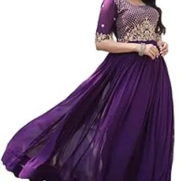 a three hub Women's Georgette Traditional Stunning Outfit with Designs, Stylish Party Dresses GownGeorgette Embroidered Anarkali Gown for Women-picture-10