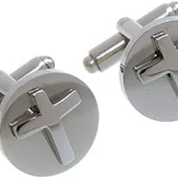 mrcuff Cross Round Raised Pair Cufflinks in a Presentation Gift Box & Polishing Cloth, microfiber, crystal-picture-52