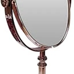KALSUTANSHI Tabletop Double Side Mirror| Shaving Makeup Vanity Mirror| 360 Degree 5X Magnification Beauty Make Up Cosmetic Stand| for Living/Hallway Room (Oval)(Rosegold)-picture-54