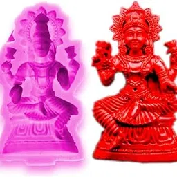 MNLM Mini Lakshmi Deity Silicone Mould, 6.5 x 3.5 cm, Religious Art Casting, Pink Red Blue-picture-16