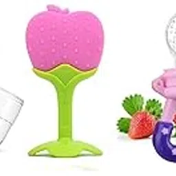 Infant Bpa Free Baby Fruit Nibbler And Feeder, Silicone Teether 3 Months And Above, Teether For 6 To 12 Months Baby, Teething Toy For Babies Combo Pack,Assorted-picture-13