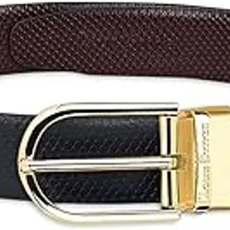 louis stitch Men's Reversible Italian Leather Belt with for Men 1.25 inch (35mm) Waist Strap Black Brown Belt with Golden Buckle (MLGD)-picture-55