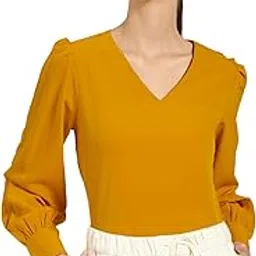 mirana Classic V Neck Women Plain Top with Long Cuffed Sleeves for Office, Casual, Top for Women/Girls Tops-picture-55