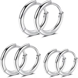 gonament 316L Surgical stainless steel hoop earrings 8mm/10mm12mm Hypoallergenic Huggie Earrings Small Hoop Sliver Black Sleeper Earrings For Women Men-picture-16