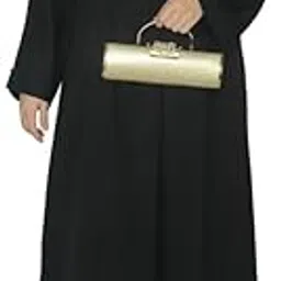 YUYINA Women's Elegant Closed Abaya with Thread & Bead Work on Front and Sleeves | Stylish Pleats| Matching Head Scarf | Everyday/Office Wear|TikTok| Black| Made in UAE-image-96