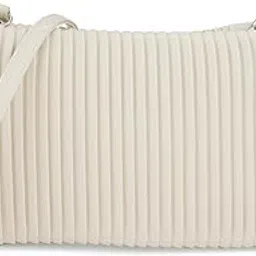 Women Beige Fringed Small Party Sling Bag With Detachable Chain Detail Strap-image-25