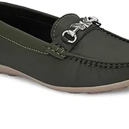 trotus Women's Rich Quality|Comfortable|Lightweight|Casualwear Synthetic Leather Buckle Loafer's-picture-29