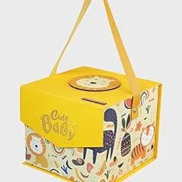 Little Surprise Box, 16 pcs Yellow King Lion Newborn Hamper/Gift Box for Baby Boy/Baby Girl, 0-6 Months-image-85
