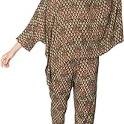 zlaata Green Viscose Co ord Set for Women | Short Sleeve Kaftan Top & Pant Set | Floral Pattern | Collared Neck | A Line Dresses for Women | Smart Casuals | Pack of 1-picture-15