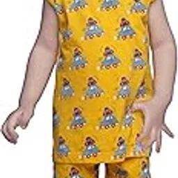 kidzo T-Shirt and Short Set for Baby Girls | Cotton Combed | Yellow | 3-4 Years | KIDS14426-picture-21