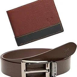 rizoro Black & Brown Belt and Wallet Combo for Men | Leather Hamper Gift Set for Man | Men's Wallet (PBNC14)-picture-26
