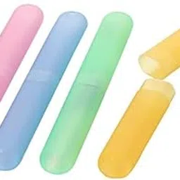 AKM Store Toothbrush Holder 4 Pc - Plastic Anti-Bacterial Travel Protectors for Oral Care - Portable Brush Holder for Bathroom Wall, Trip & Travel - Multicolor-image-74