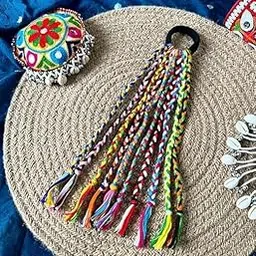GLOSSYPLUS Navratri Look Hair Braids with Rubber Bands Girl and Women, Hair Accessory for Everyday Style & Rainbow Color Braids Extensions | Boho Chic Style 1 PCS. Navratri Special, Chotali (mix)-picture-28