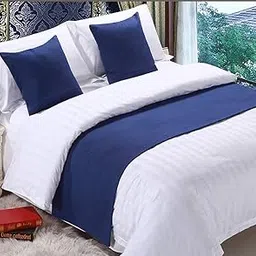 Mengersi Solid Bed Runner Scarf Protector Slipcover Bed Decorative Scarf for Bedroom Hotel Wedding Room(King, Navy)-picture-26