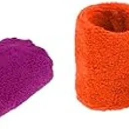 BNF® Sports Uni Cotton Sweatband Wristbands | 2 Pairs for Men Women Kids | Orange Dark Purple | Sweat-Absorbent, Lightweight, and Comfortable | Soft, Non-Slip Design for Gym, Basketball, Running, Yoga-picture-33