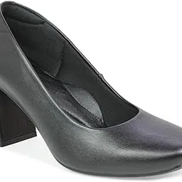 Pumps Block Heel Shoes for Womens Black-image-89