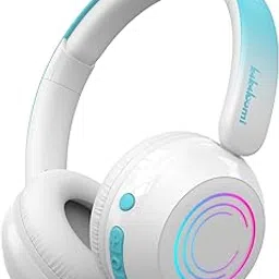 JBUNION Kids Wireless Bluetooth Headphones Over Ear Child Noise Cancelling Audifonos for Toddlers 3-7 Years Old Light Up Volume Limit Foldale Adjustable for School iPad Travel Boys & Girls White-picture-17
