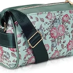 dosyso Floral Printed Sling Bags for Women with Broad Strap Multiple Compartments Stylish Latest Ladies Purse Big Size Shoulder Hand Bags Wide Belt Crossbody Side Bag College Girls Party Daily Use-picture-39