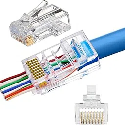 ViNet RJ45 Cat5e Pass Through Connectors Gold Plated 8P8C Plugs UTP Network Unshielded Ends for 26AWG Twisted Pair Solid Wire & Standard Cables (100)-picture-11