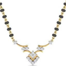 dishis 14/18K BIS Hallmark Yellow Gold and certified Diamond Tanmaniya Mangalsutra for Women-picture-24