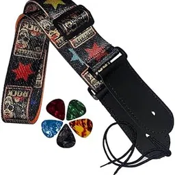 IMAGINEA Guitar Strap with PU Leather Ends | Modern & Comfortable Design | Adjustable Guitar Belt for Acoustic/Bass/Electric Guitars-image-5