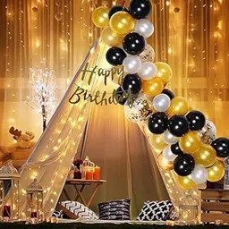 Birthday Decoration Kit For Husband- 26 Pcs, Canopy Tent For Decoration, Metallic Balloons For Decoration Net, Light, Cabana Tent For Birthday Decoration-picture-30
