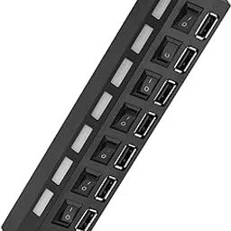 7-Port USB 2.0 Hub, 480Mbps 7 Port USB Hub No Conflict Plug & Play 7 Port USB 2.0 Hub for MousePrinterScanner image 1