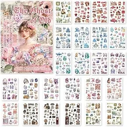 URBAN BOX Aesthetic Washi Sticker Book,Vintage and Goth, Die-Cut Sticker Book for Phone Scrapbook Junk Journal Collage DIY Crafts (The Ghost of Old)-picture-32