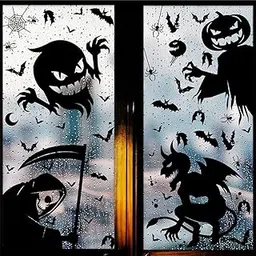 HASTHIP® 4 Sheets Halloween Decorations Window Sticker Silhouette Large Spooky Ghost Devil Halloween Window Clings For Glass Windows Door Wall Halloween Window Decor Party Supplies-image-88