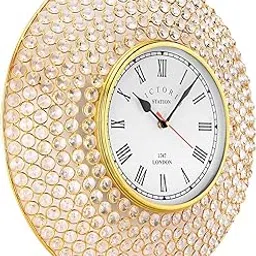 Decorative Crystal Wall Clock Metal Abstract Clock Best Analog Luxury Fancy Diamond Studdded Roman Number Beautiful Home Decor Living Room,Size:Gold 42 cm, Dial 20 cm-image-50