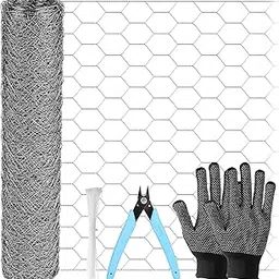 Chicken Wire Fencing Mesh 13.8 x 157 in, Outdoor Rustproof Galvanized Iron Garden Fence Barrier for Pet Rabbit Cat, Floral Chicken Wire Netting to Protect Poultry Plant Fruit-image-13