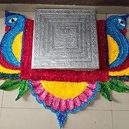 Woollen Mat Rangoli for Pooja Chaurang – Multi-Colour, Medium Size, Reusable, Mess-Free-picture-11