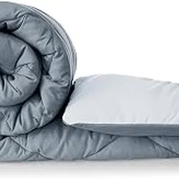 Microfiber Solid Reversible Comforter |Quit, Blanket for Double Bed| Double Tone- 2 Colors in 1 | Washable | Hypoallergenic Skin Friendly (Light Grey & Cool Grey, 90x100 Inches)-220 GSM image 1