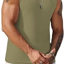 Mens Casual Tank Tops Waffle Knit Sleeveless Shirt Breathable Tank Shirts Summer Muscle Tee and other Tank Tops B L2713-image-17