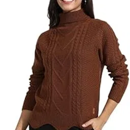 campus sutra Women's Geometric-Textured Pullover Sweater for Casual Wear | Crew Neck | Long Sleeves | Pull On Closure | Sweater Crafted with Comfort Fit for Everyday Wear |Material: Polyester Blend-picture-16
