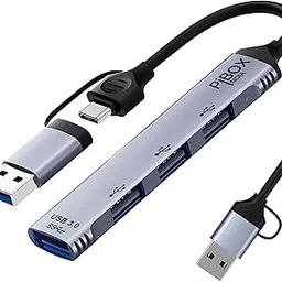 USB C Hub multiport, PiBOX India USB C and 3.0 to USB Adapter Multiport, USB C and USB 3.0 to USB A 4 Port Hub, USB-C to USB Hub 3.0, USB Hub 2.0, for MacBook Pro, USB Splitter Aluminum, Color Gray-image-70